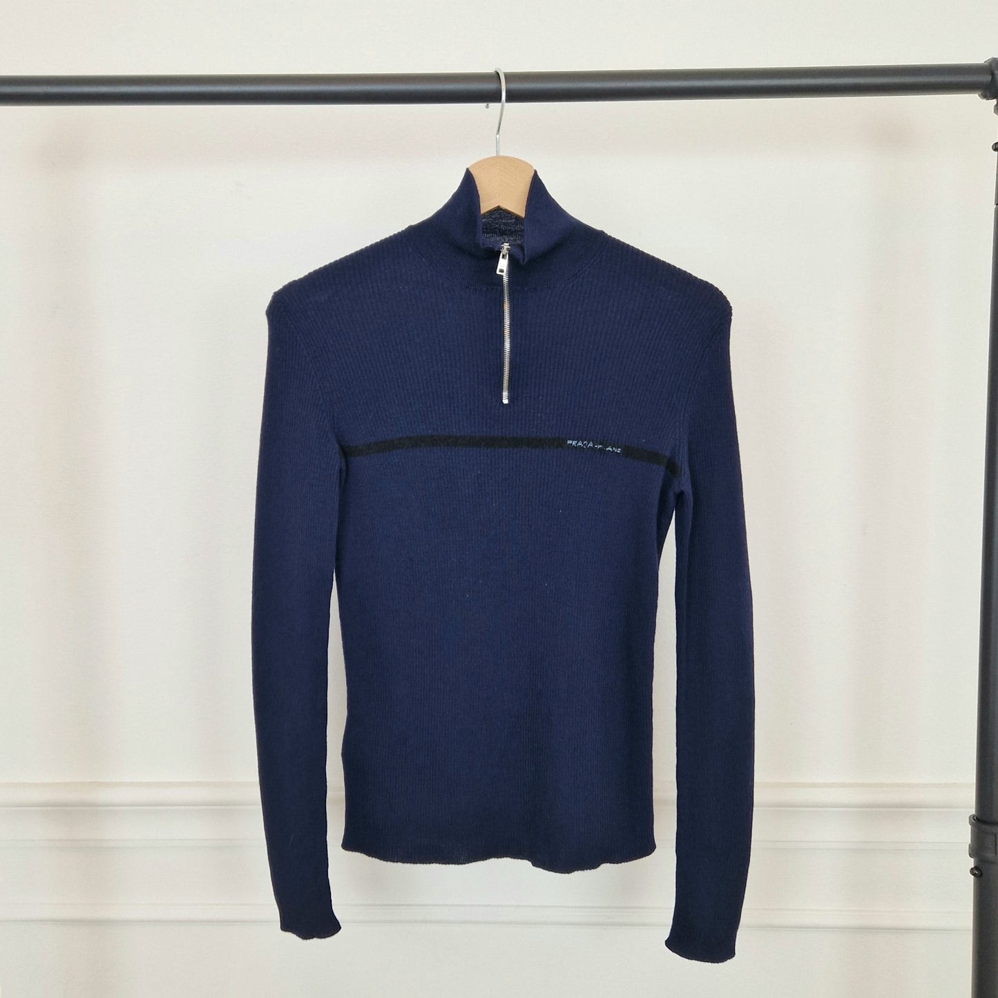 Lupetto Prada blu mezza zip