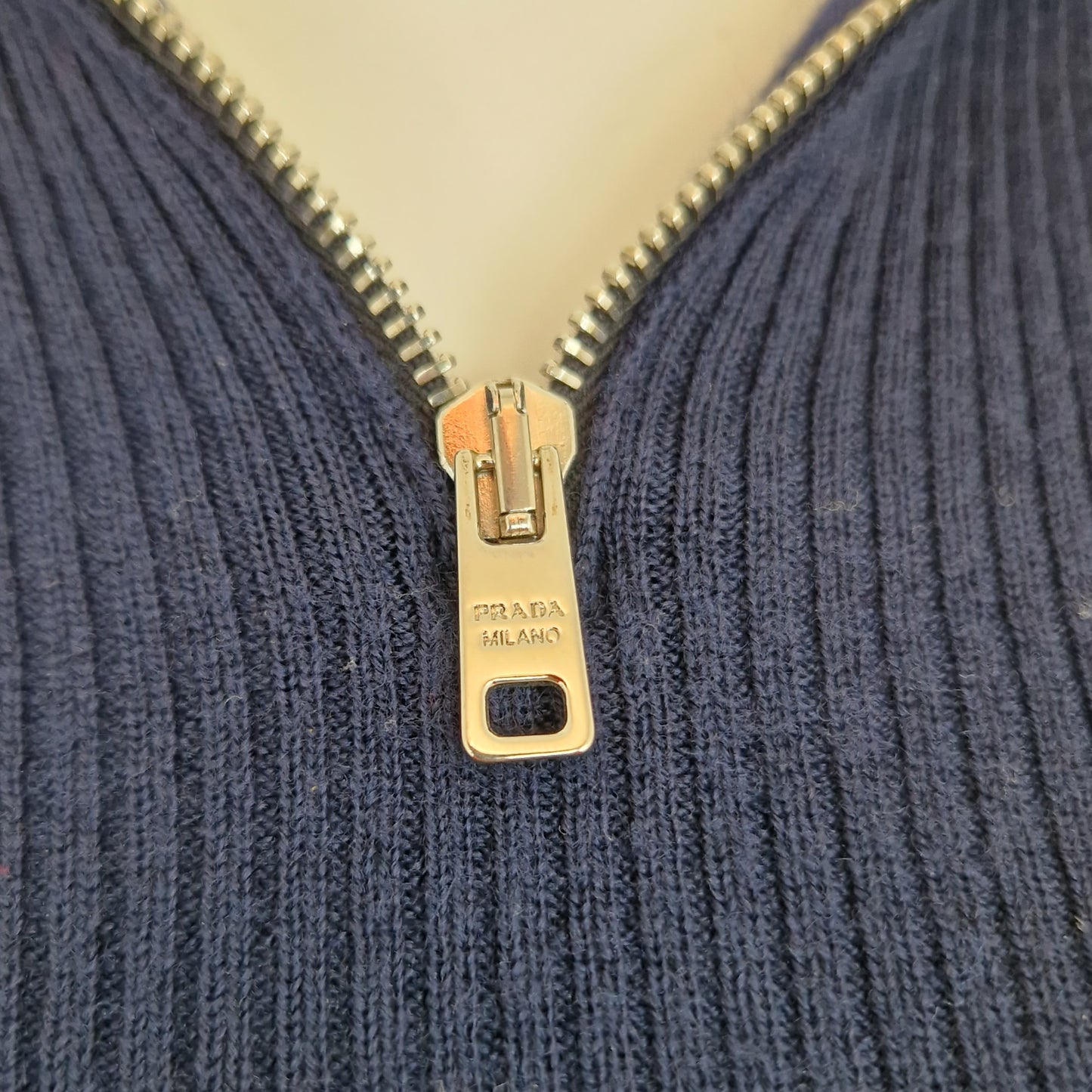 Lupetto Prada blu mezza zip