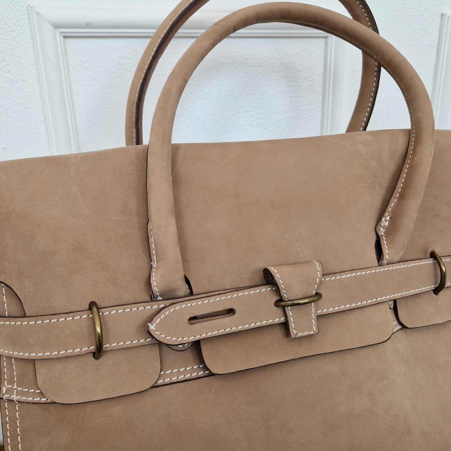 Maxi borsa pelle beige