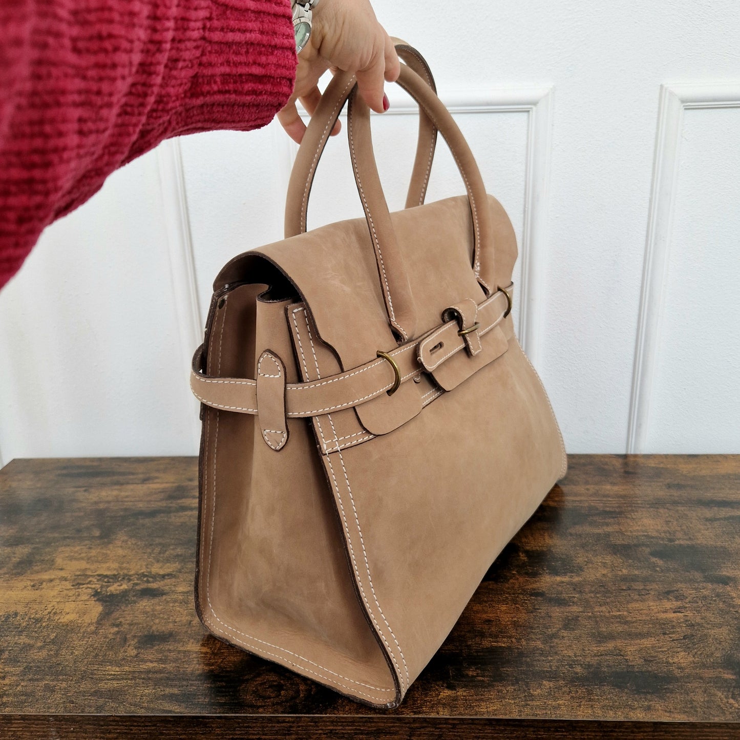 Maxi borsa pelle beige