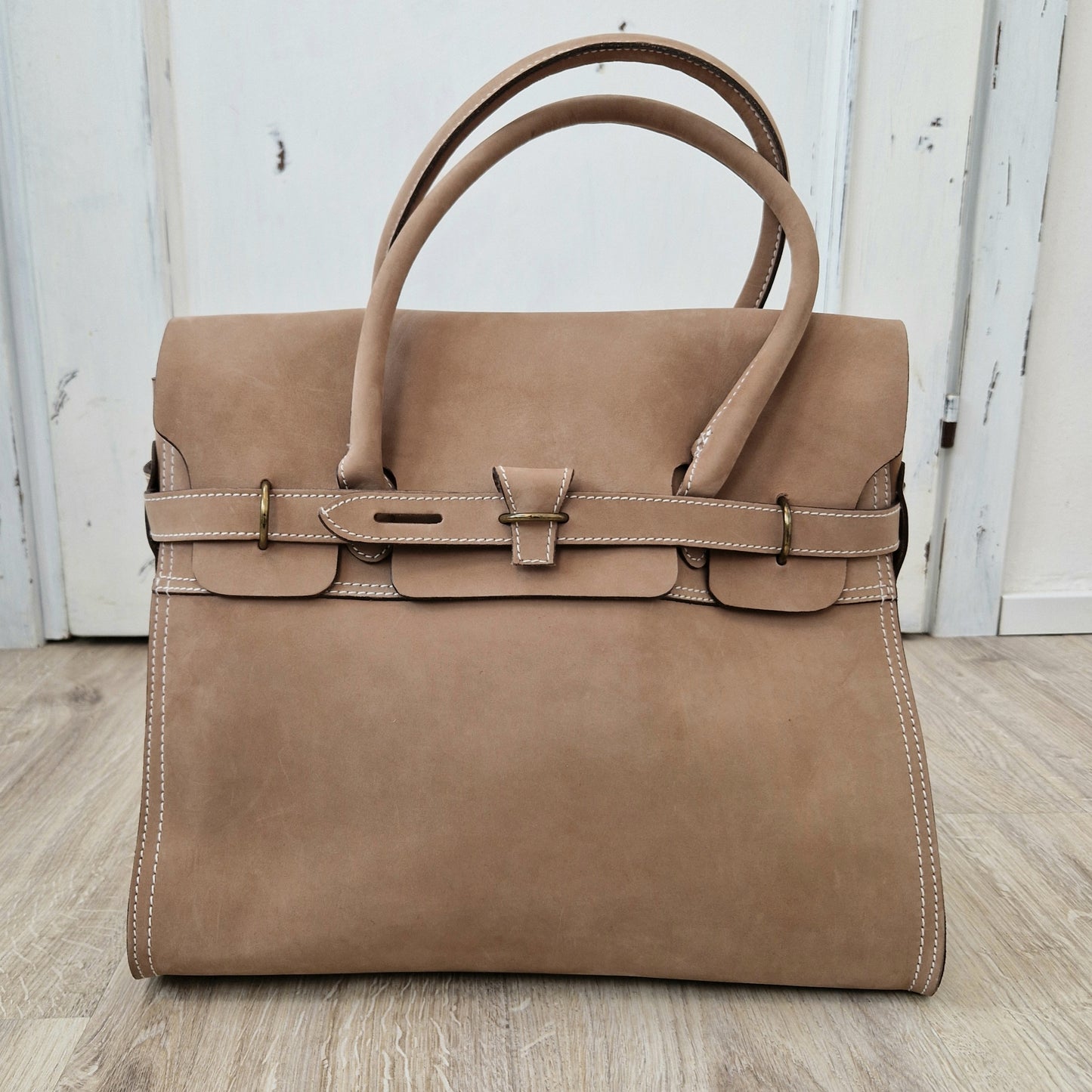 Maxi borsa pelle beige