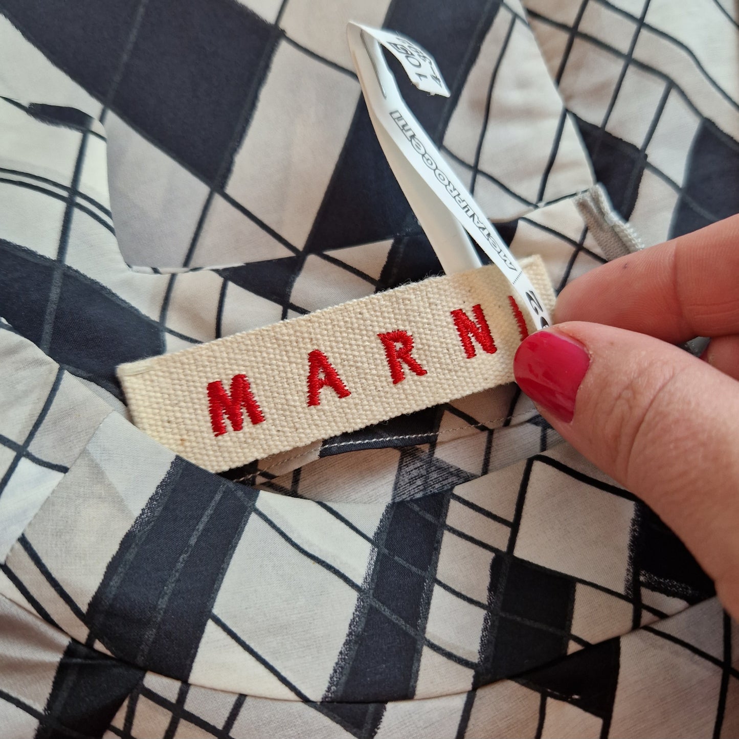 Marni | Abito in seta stampa geometrica