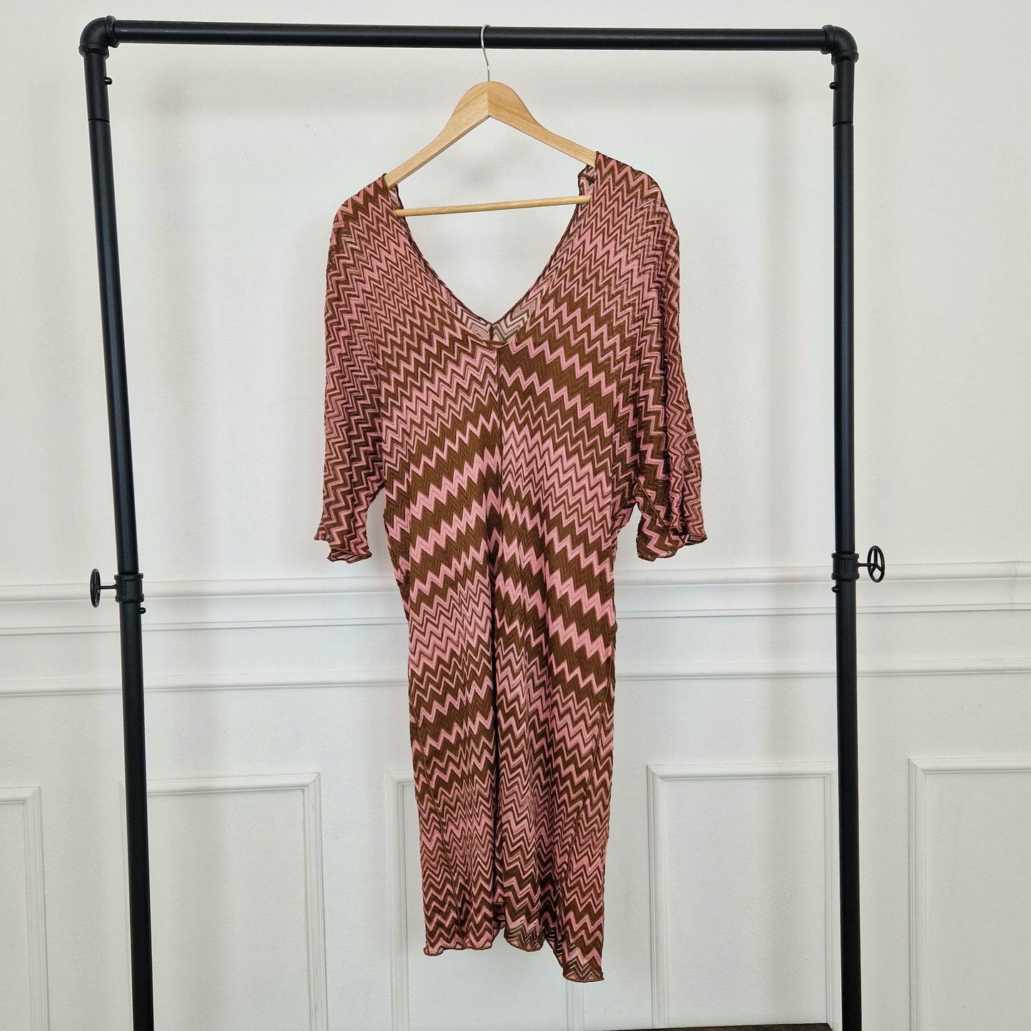 Missoni | Abito zig zag rosa-marrone