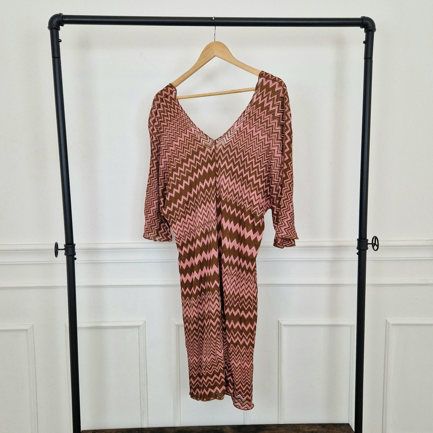 Missoni | Abito zig zag rosa-marrone