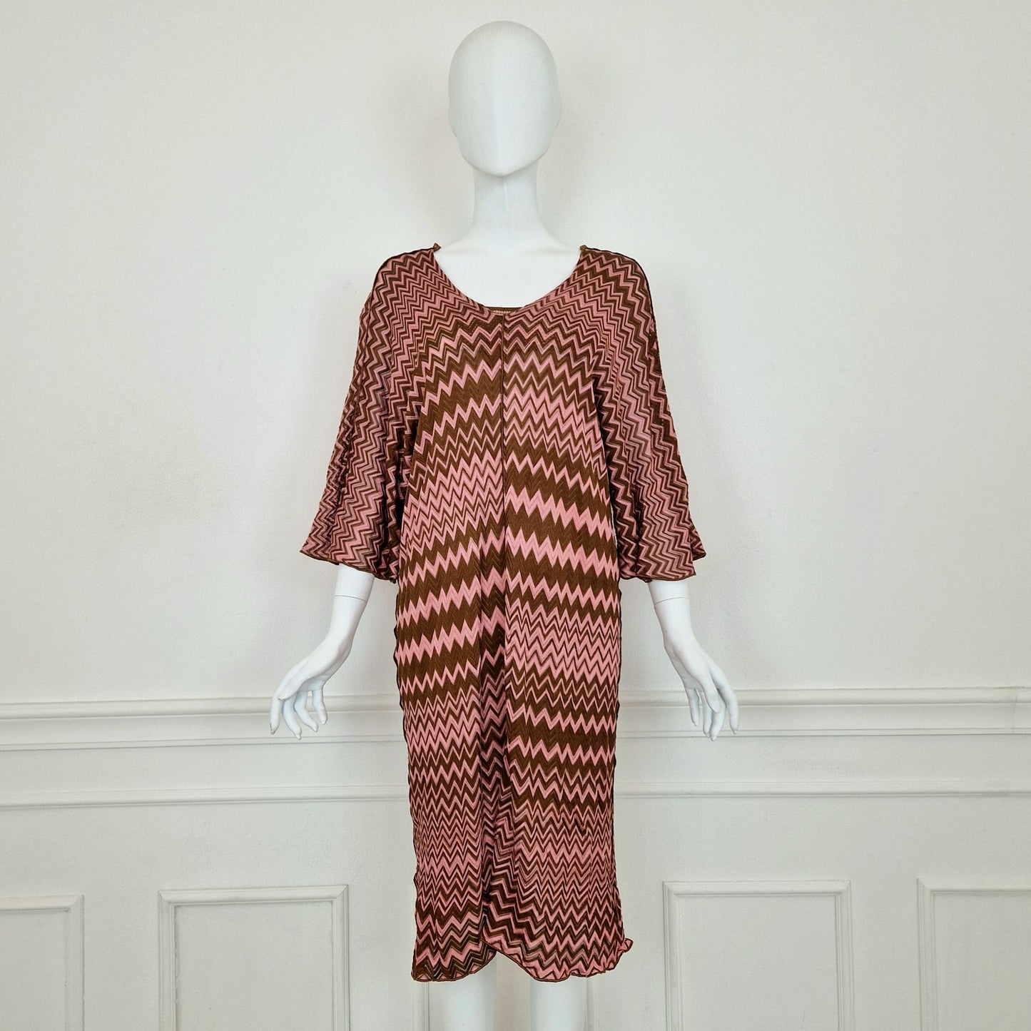 Missoni | Abito zig zag rosa-marrone