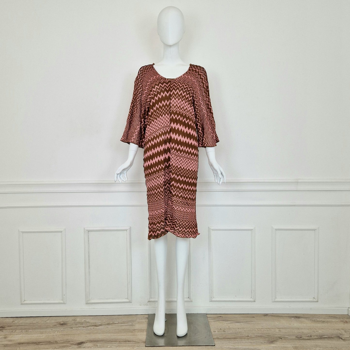 Missoni | Abito zig zag rosa-marrone