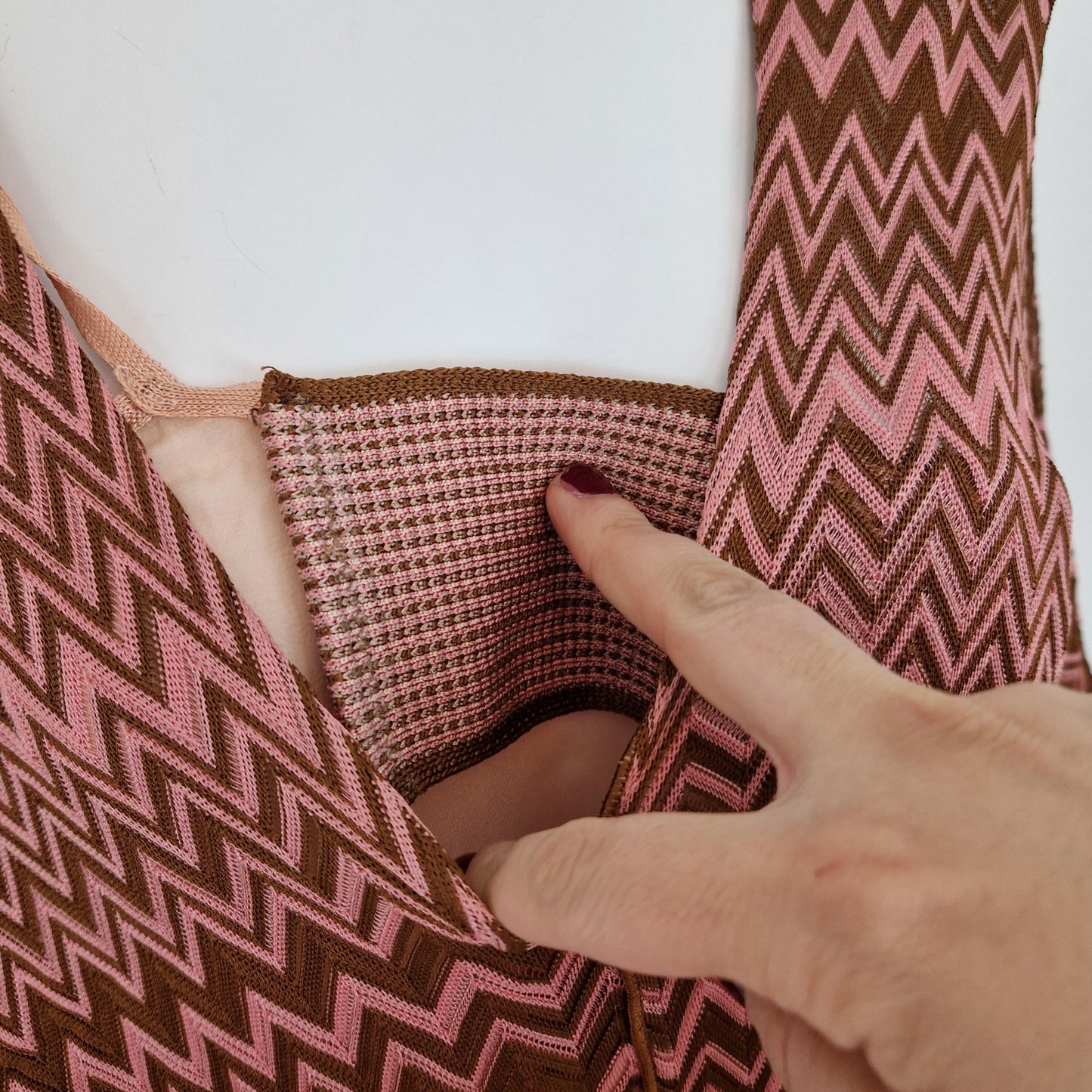 Missoni | Abito zig zag rosa-marrone