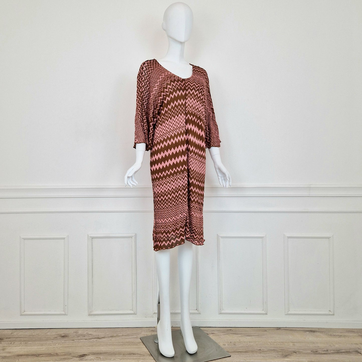 Missoni | Abito zig zag rosa-marrone