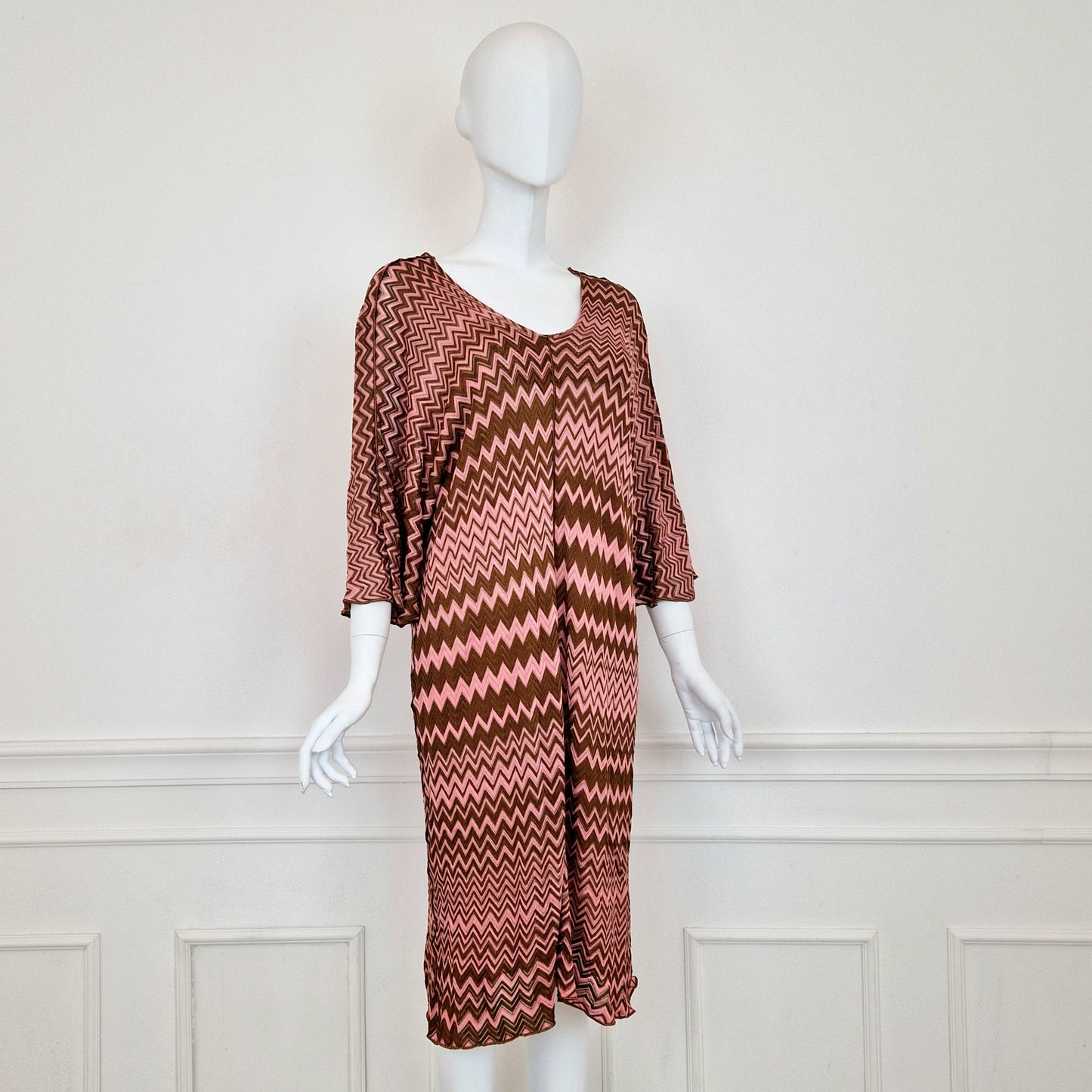 Missoni | Abito zig zag rosa-marrone