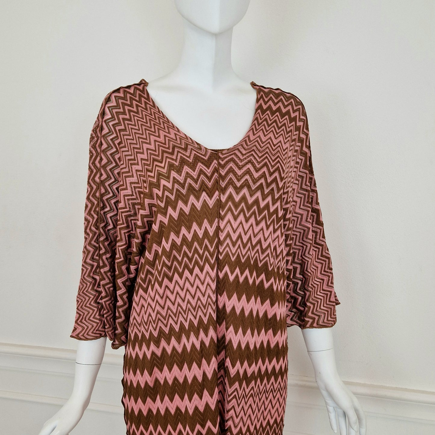 Missoni | Abito zig zag rosa-marrone