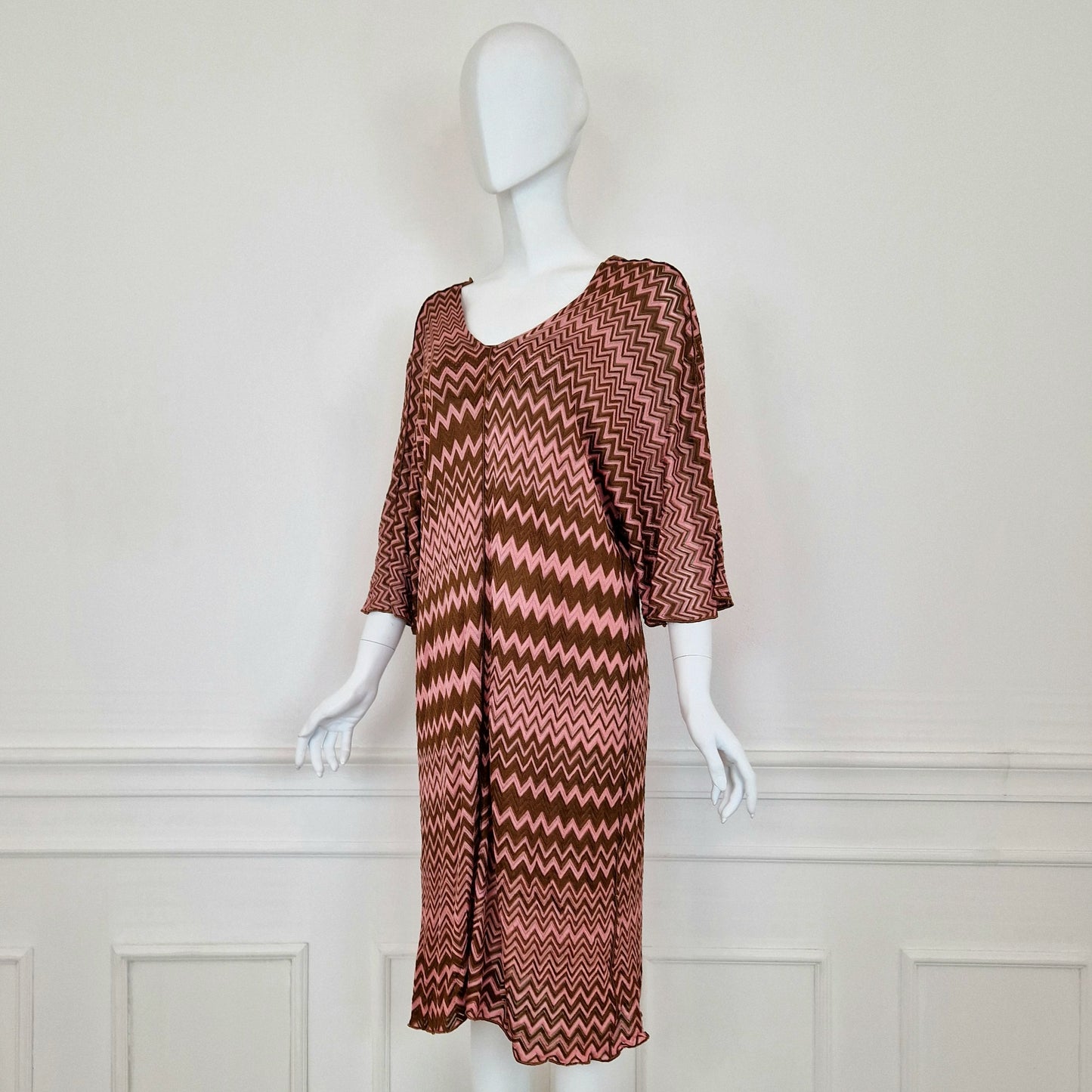 Missoni | Abito zig zag rosa-marrone