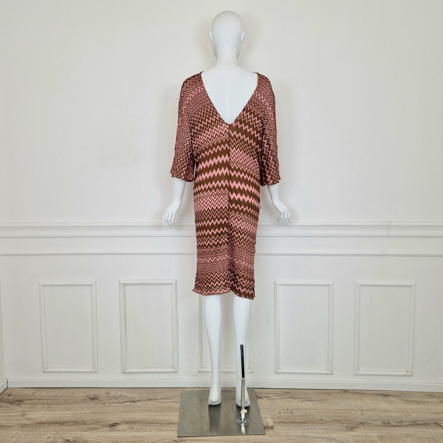 Missoni | Abito zig zag rosa-marrone