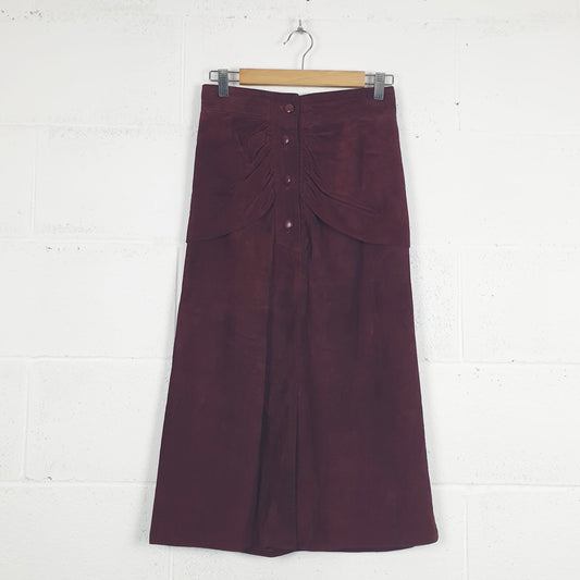 Gonna vintage camoscio bordeaux