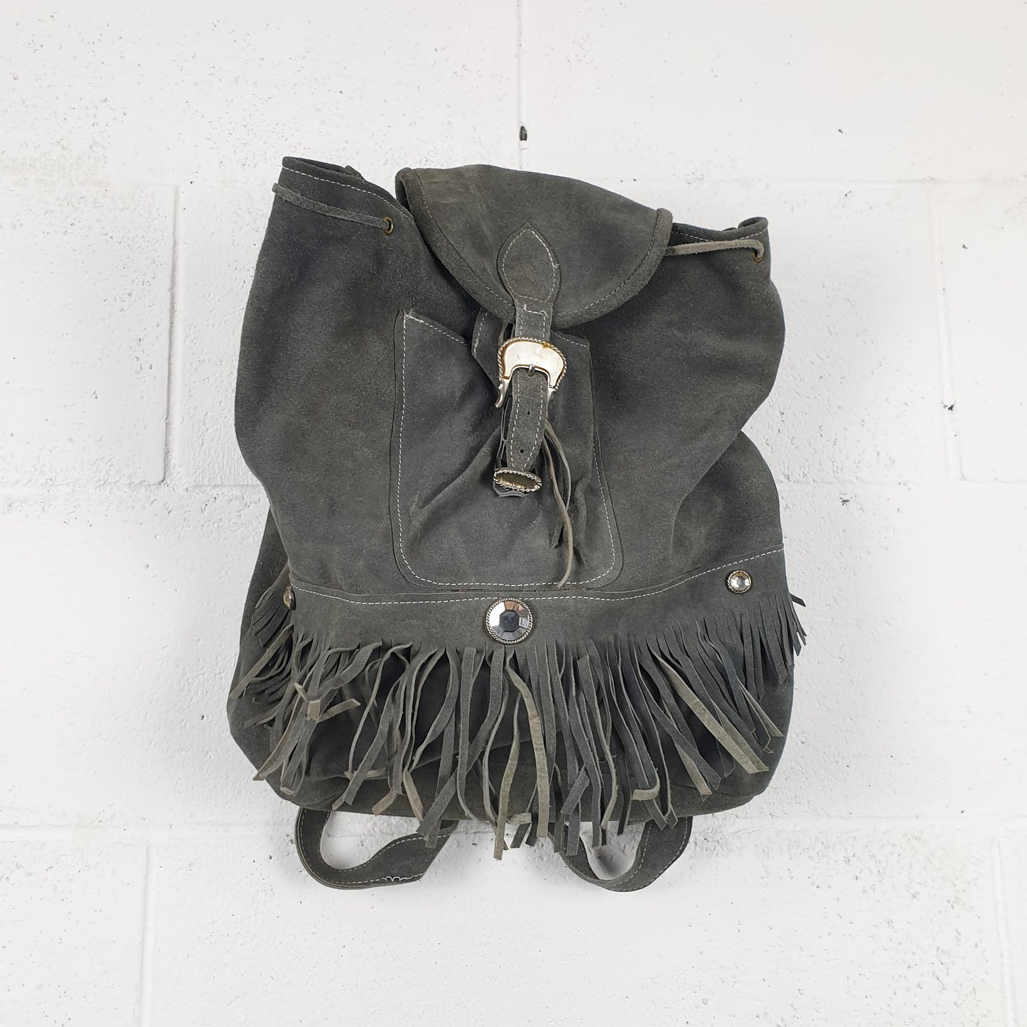 Zaino vintage camoscio grigio
