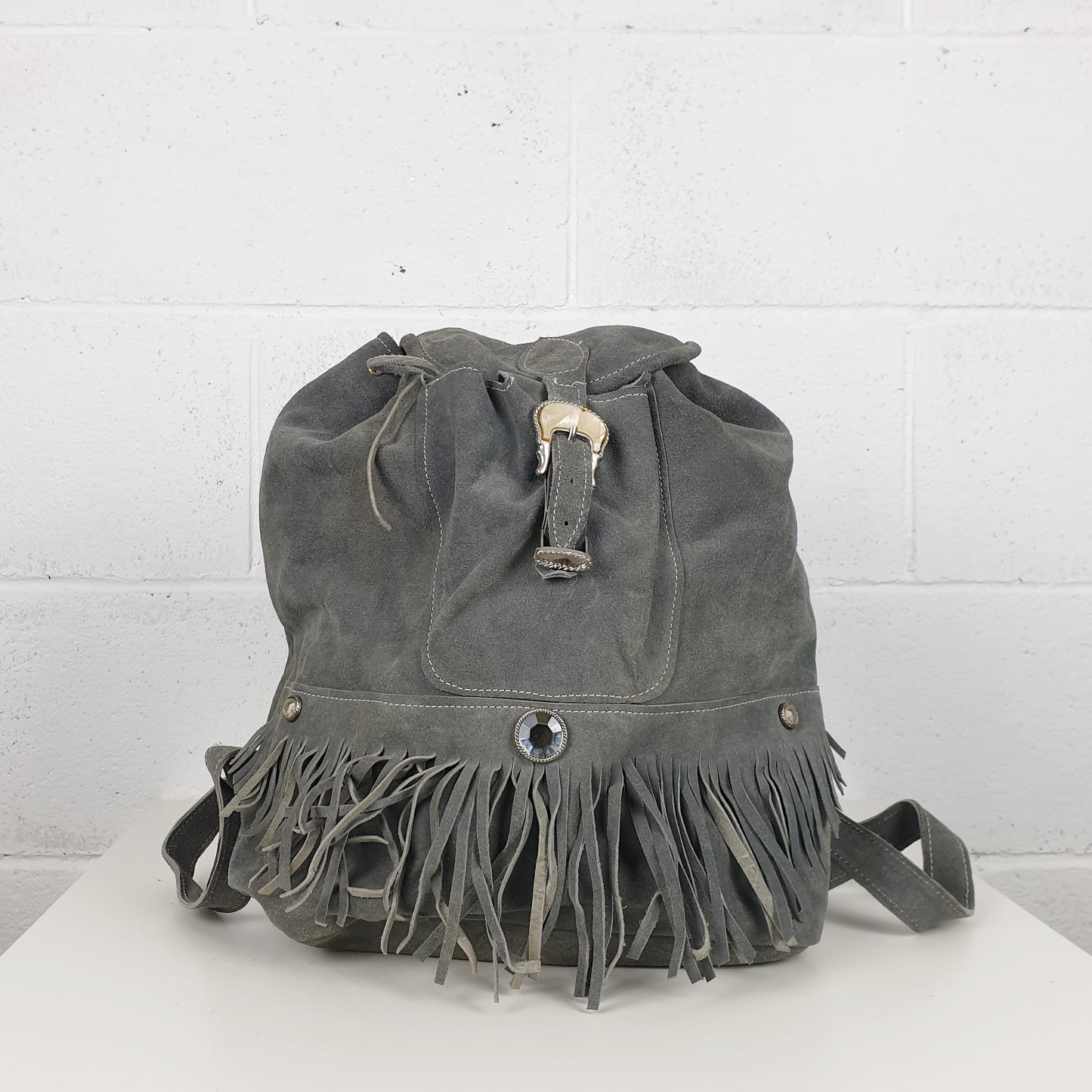 Zaino vintage camoscio grigio