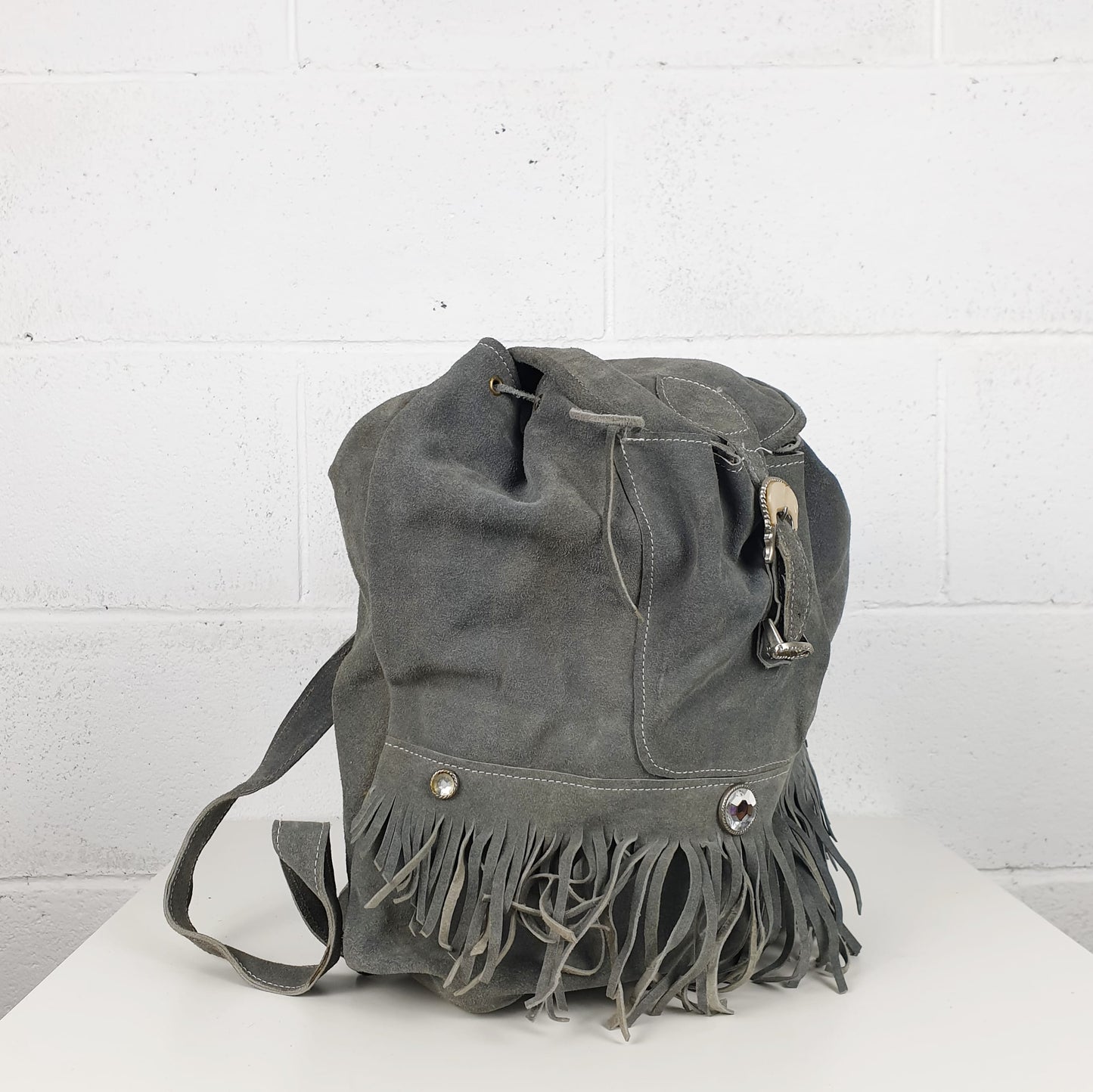 Zaino vintage camoscio grigio