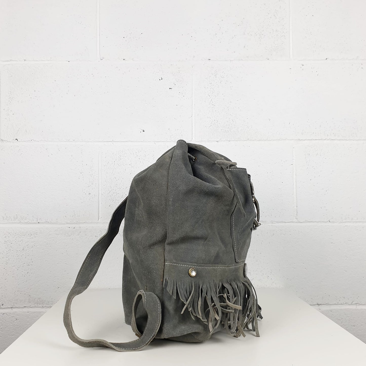 Zaino vintage camoscio grigio