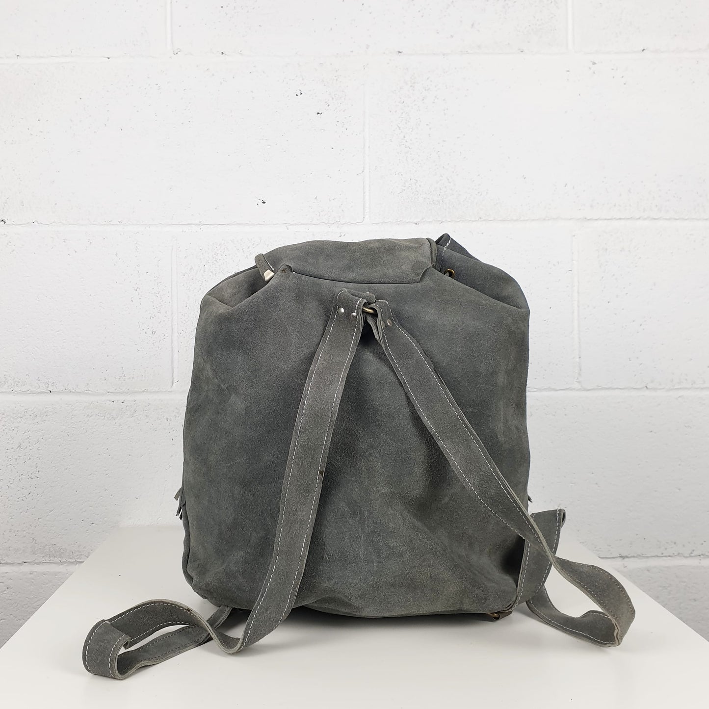 Zaino vintage camoscio grigio