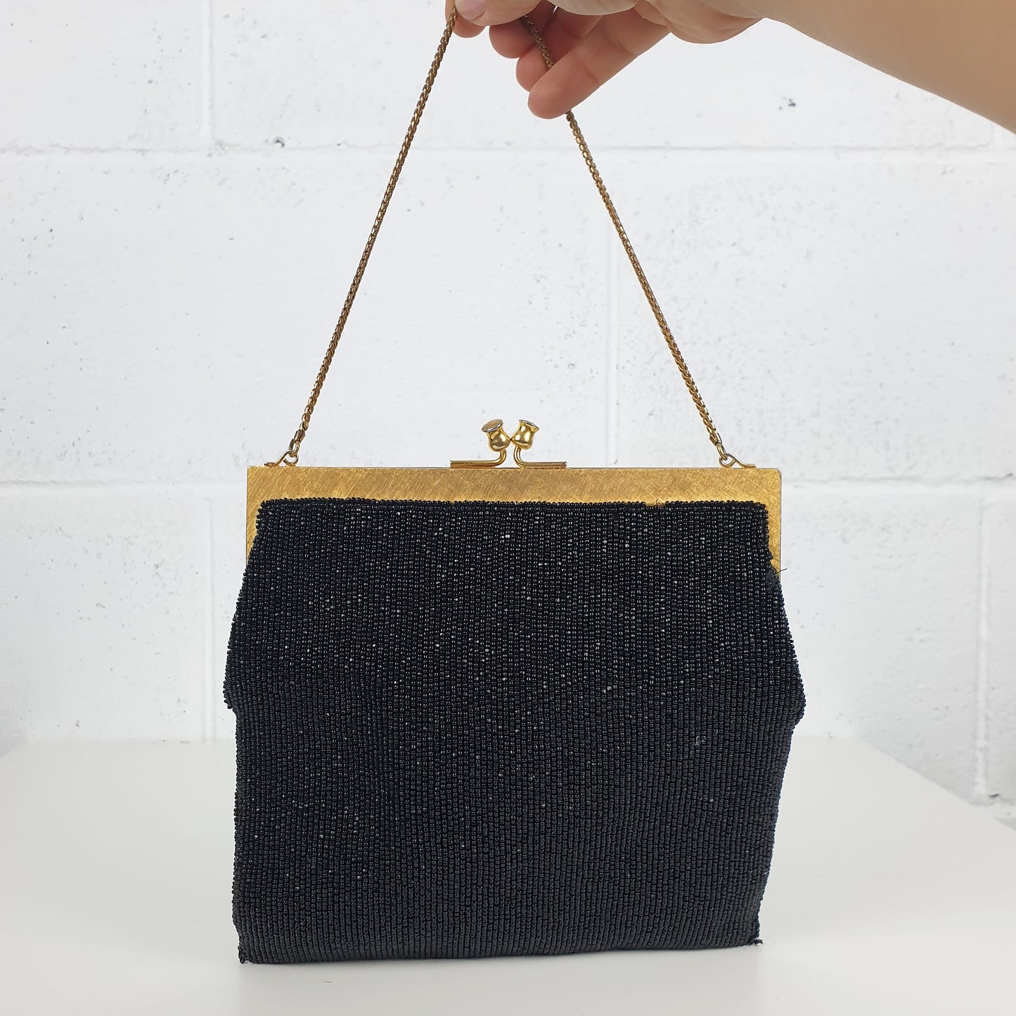 Borsetta vintage perline nere