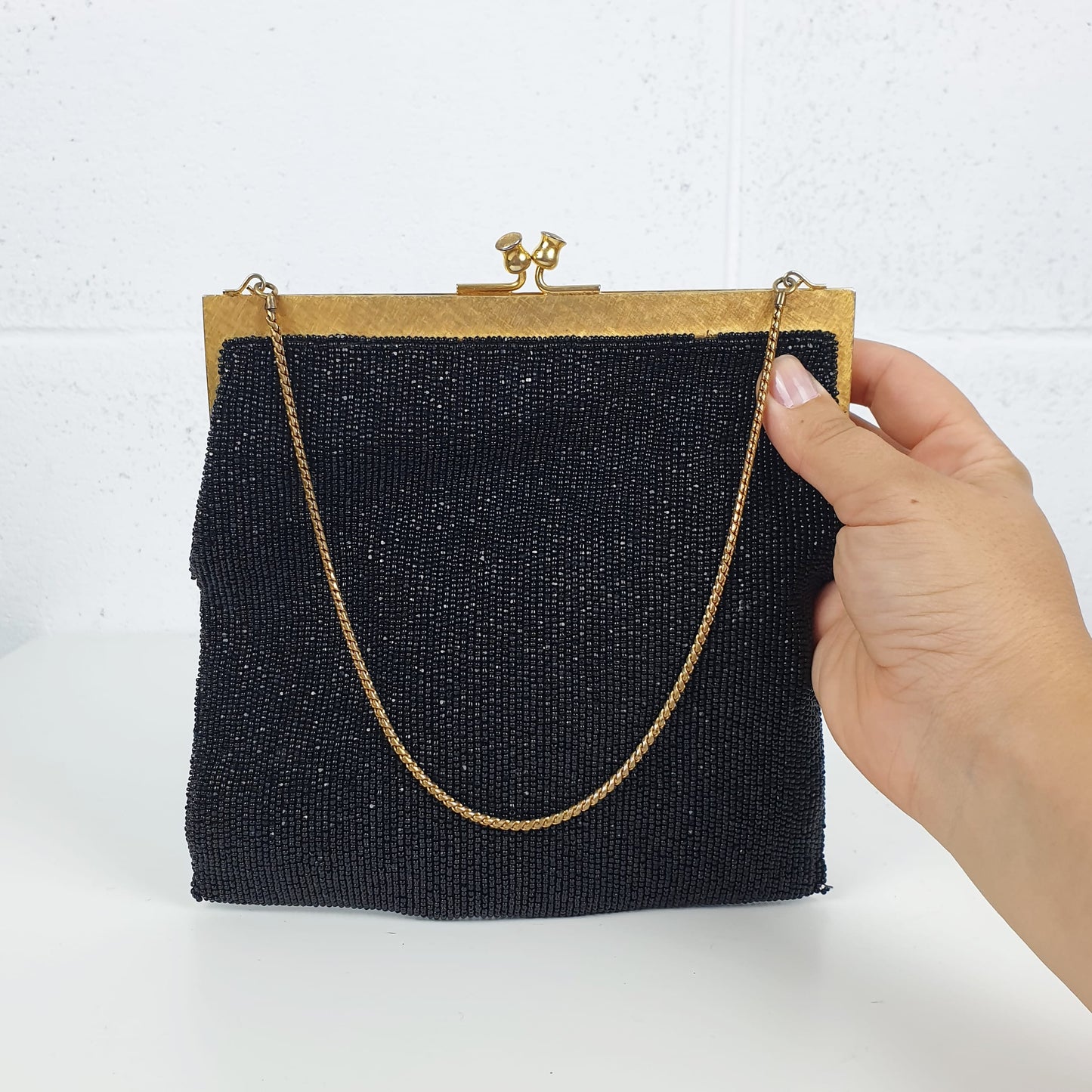 Borsetta vintage perline nere