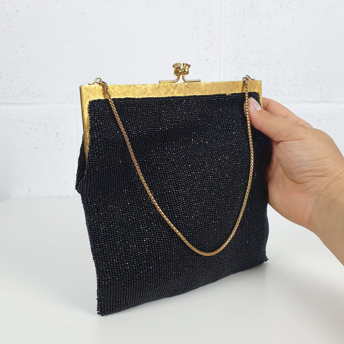 Borsetta vintage perline nere