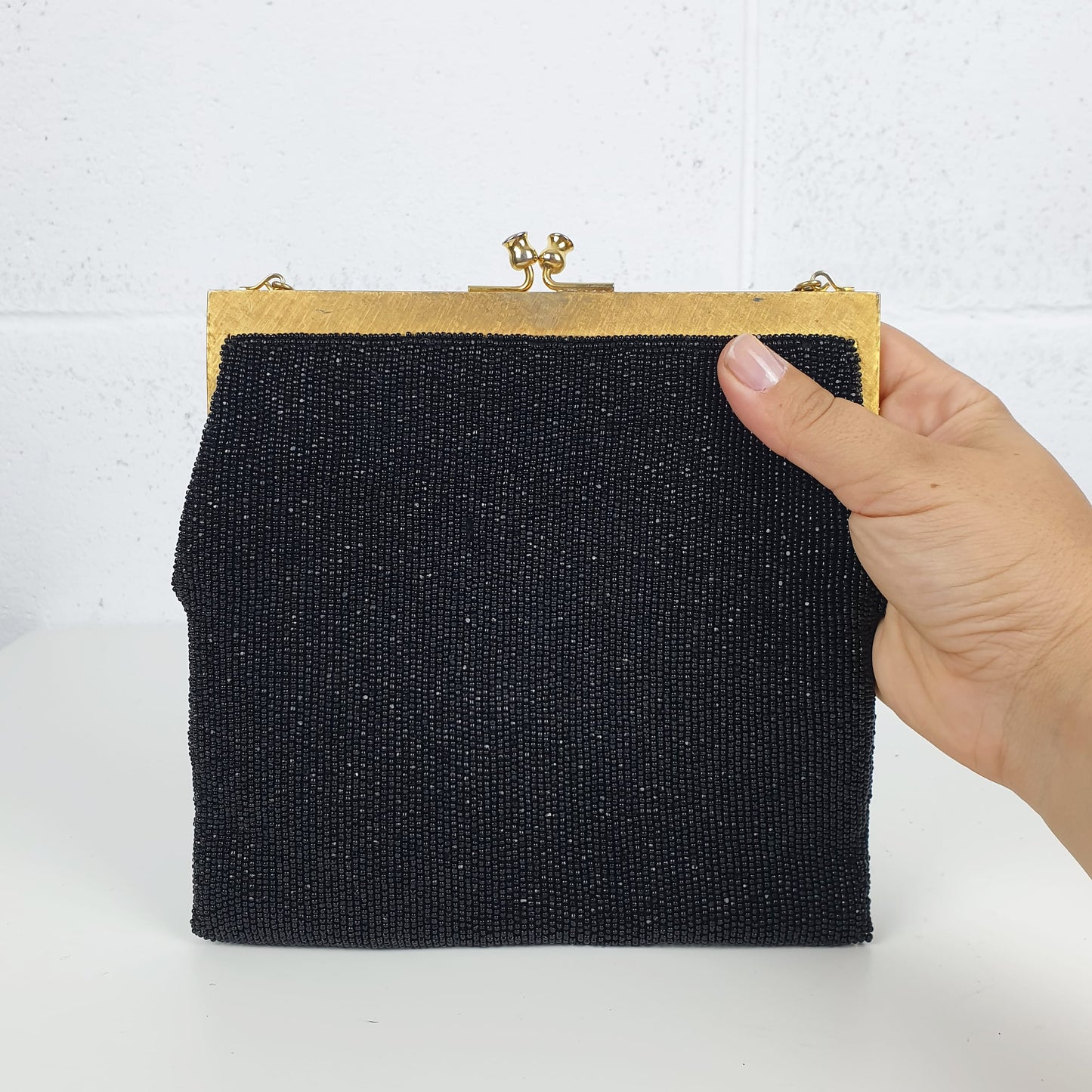 Borsetta vintage perline nere