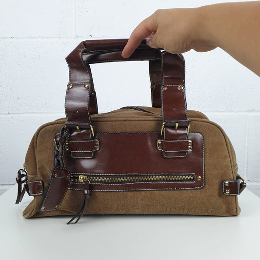 Borsa Chloè pelle e tessuto marrone
