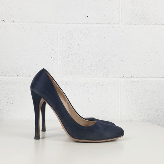 Décolleté Prada raso blu notte