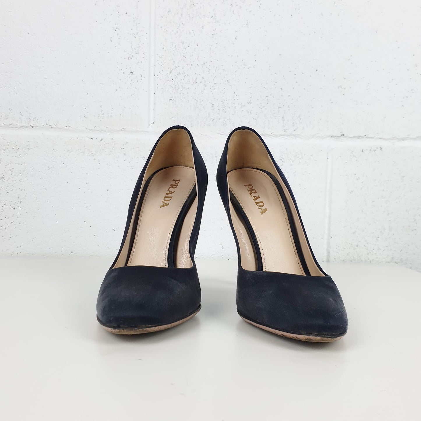 Décolleté Prada raso blu notte