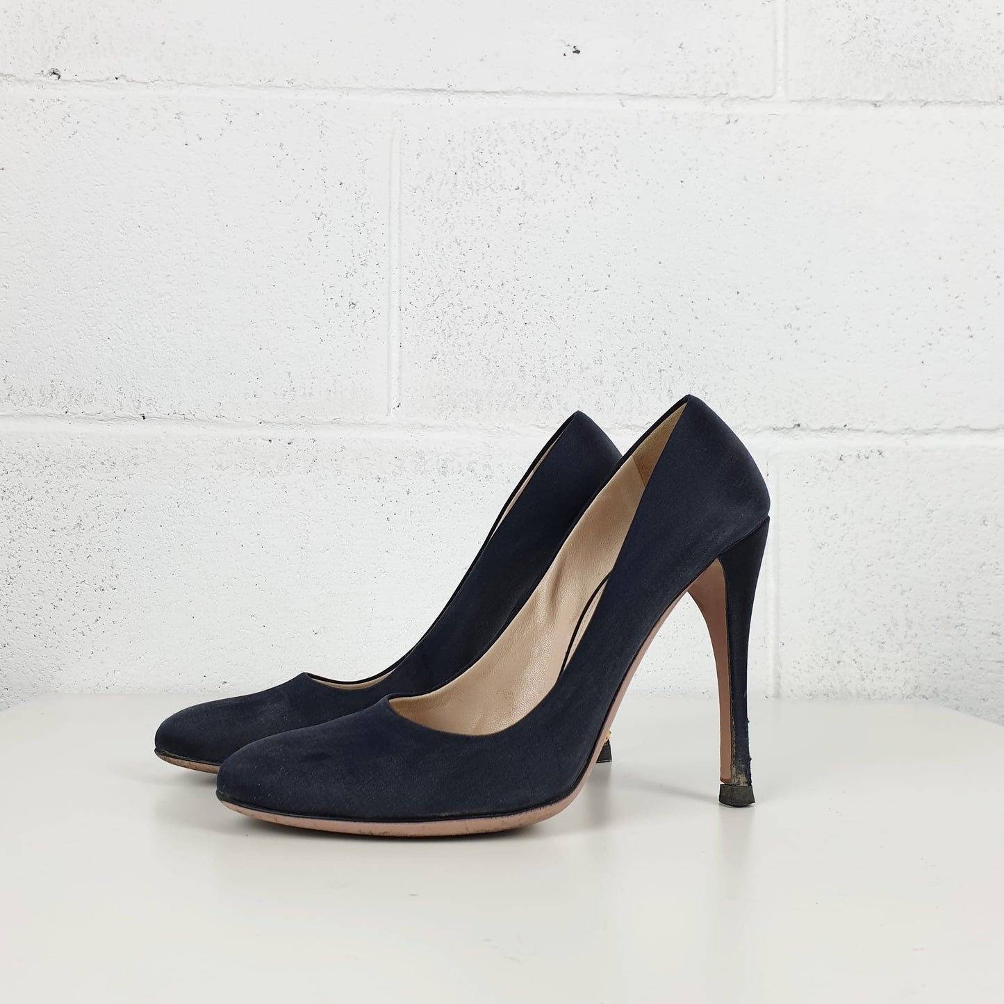Décolleté Prada raso blu notte
