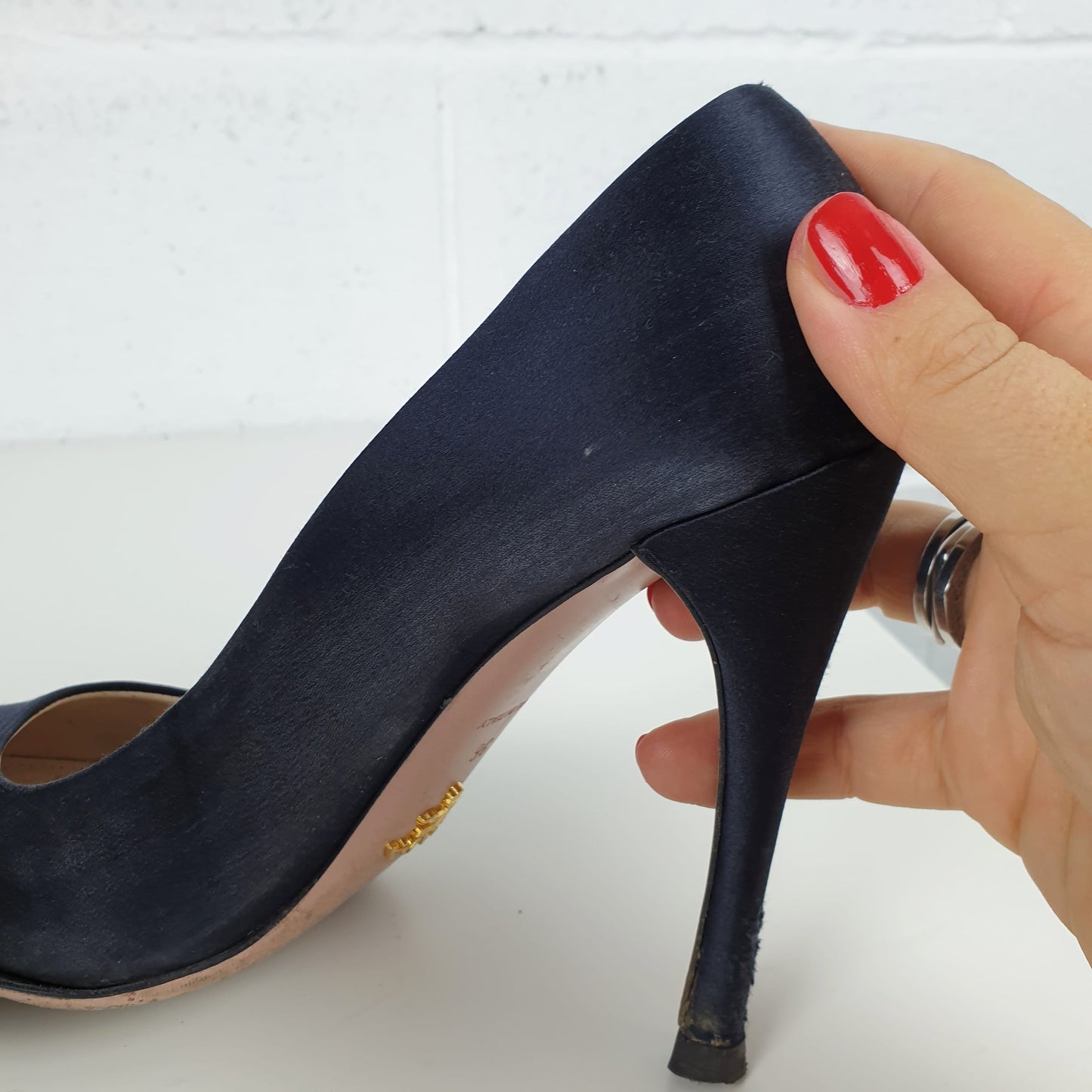 Décolleté Prada raso blu notte