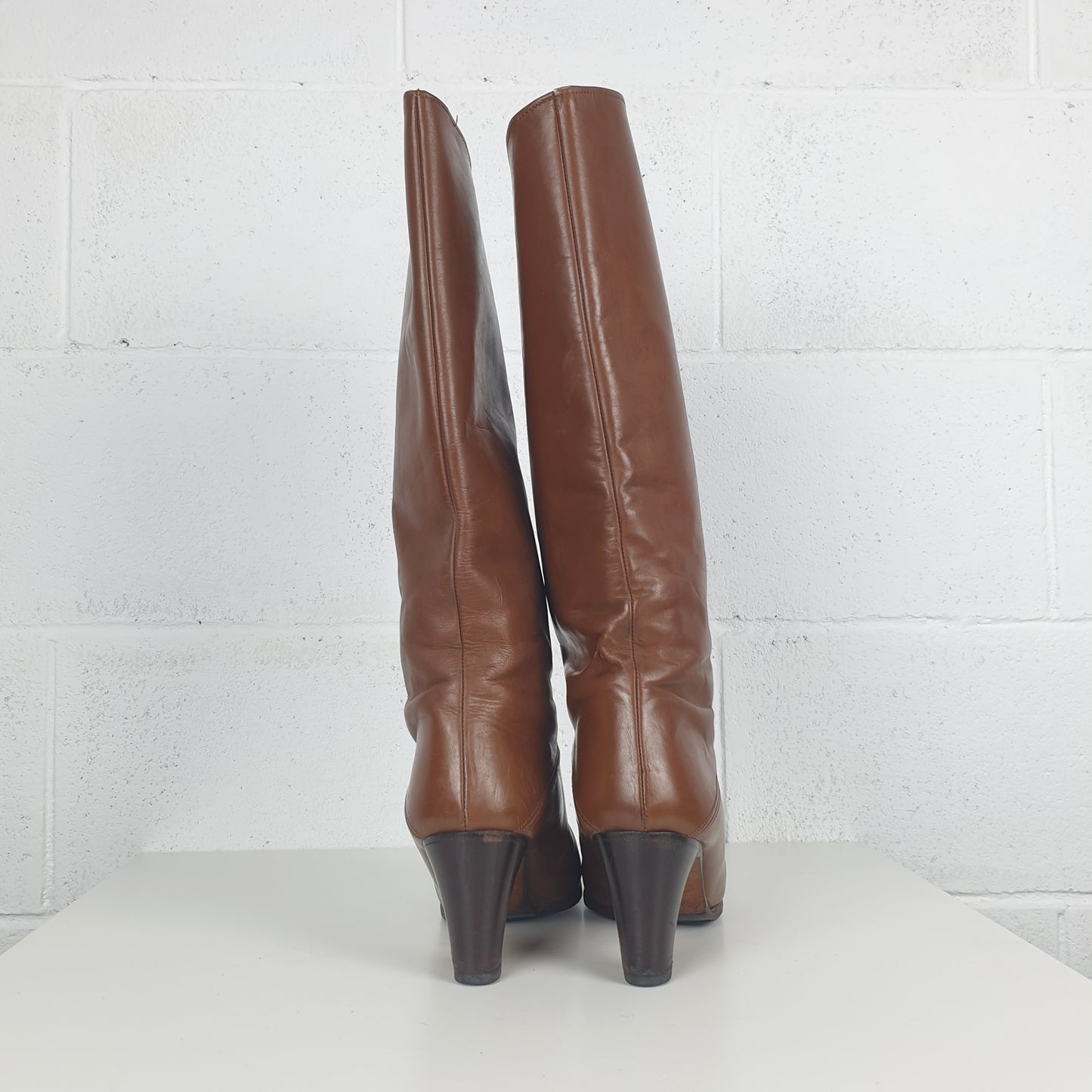 Stivali vintage pelle cognac
