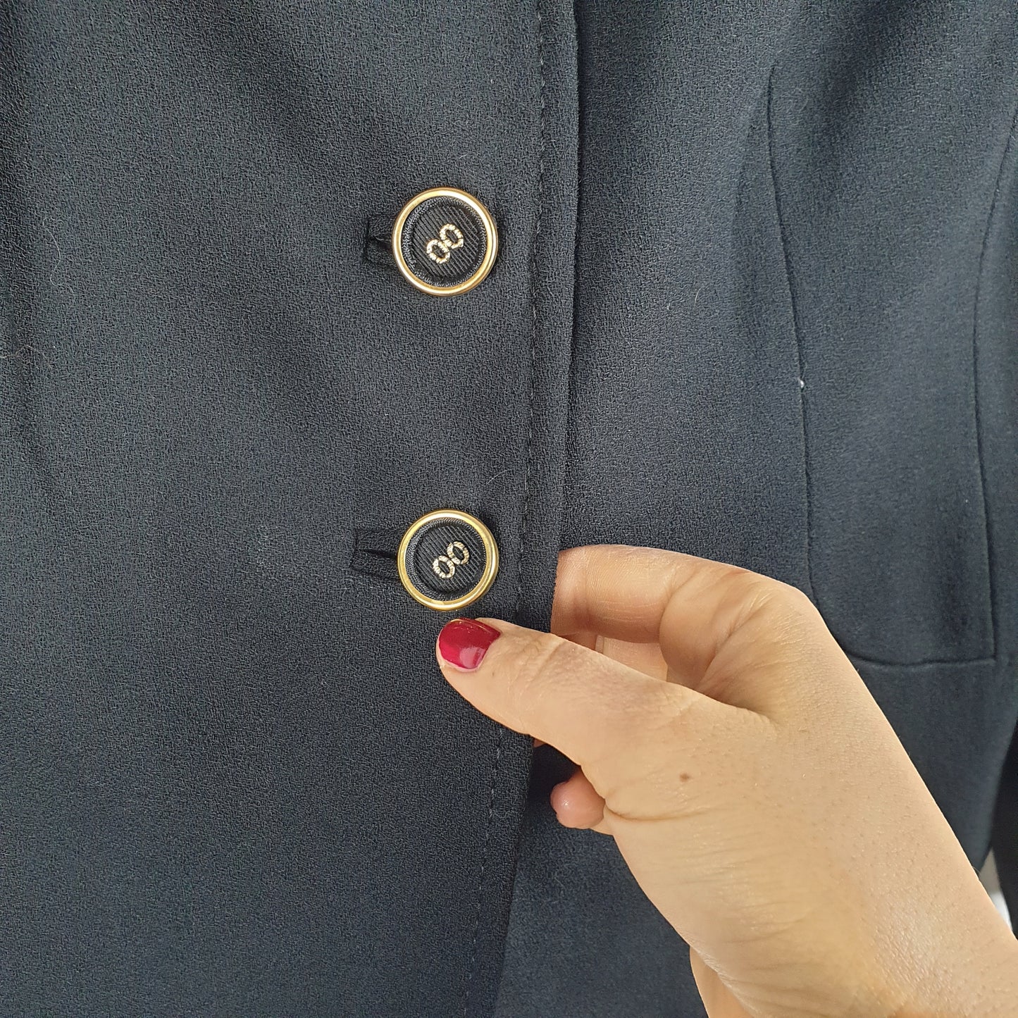 Blazer vintage nero bottoni rivestiti