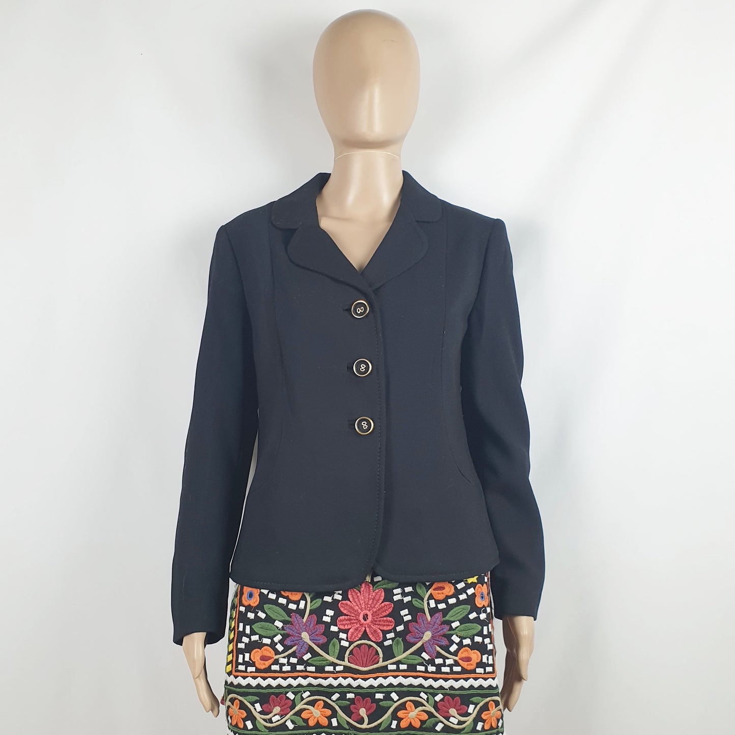 Blazer vintage nero bottoni rivestiti