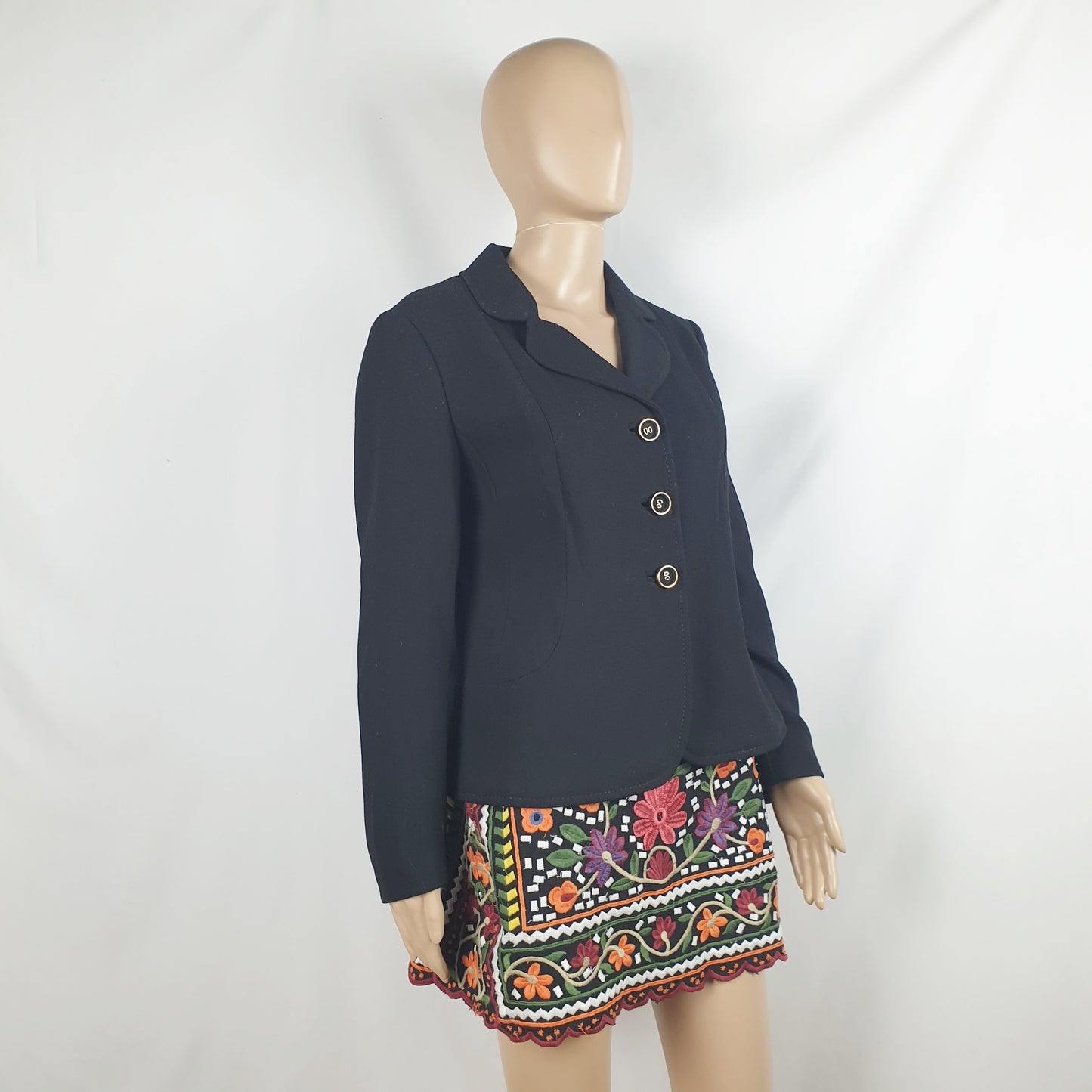 Blazer vintage nero bottoni rivestiti