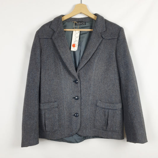 Blazer vintage spinato grigio azzurro