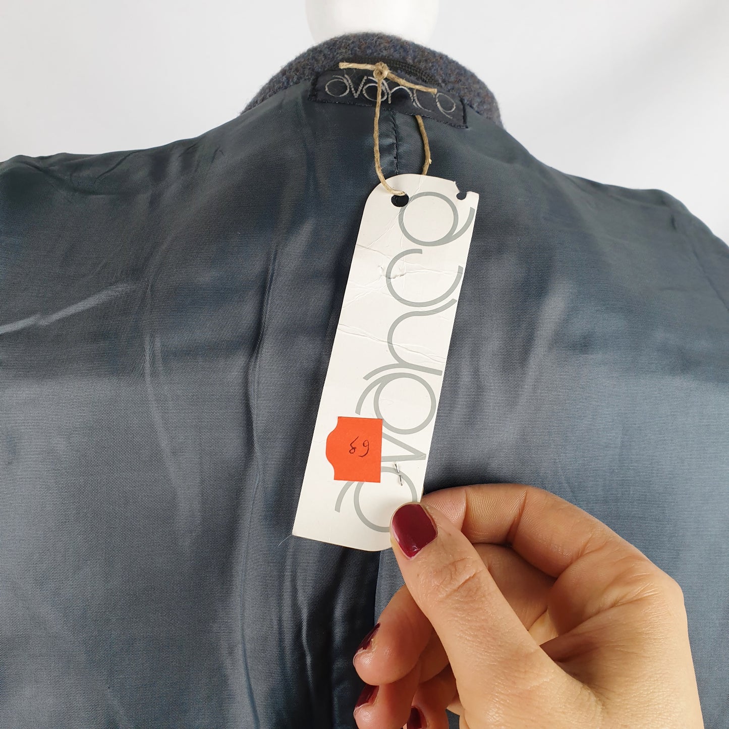 Blazer vintage spinato grigio azzurro