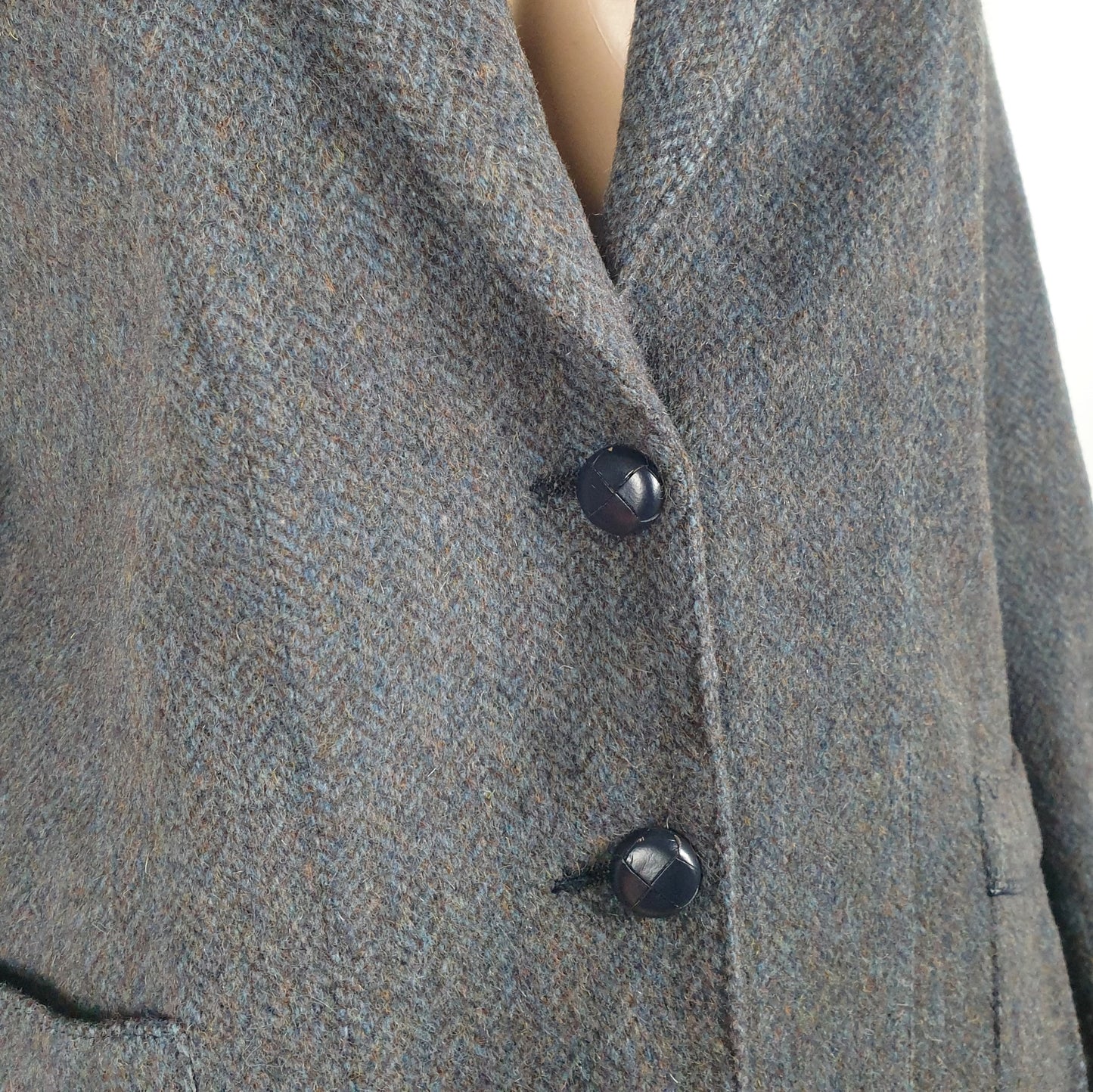 Blazer vintage spinato grigio azzurro
