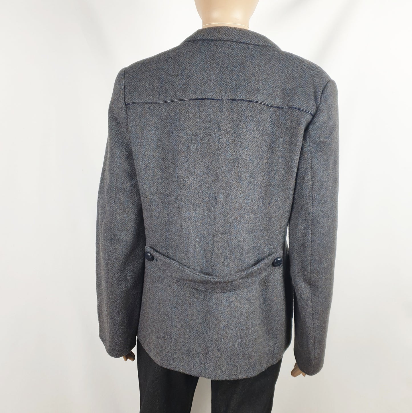 Blazer vintage spinato grigio azzurro
