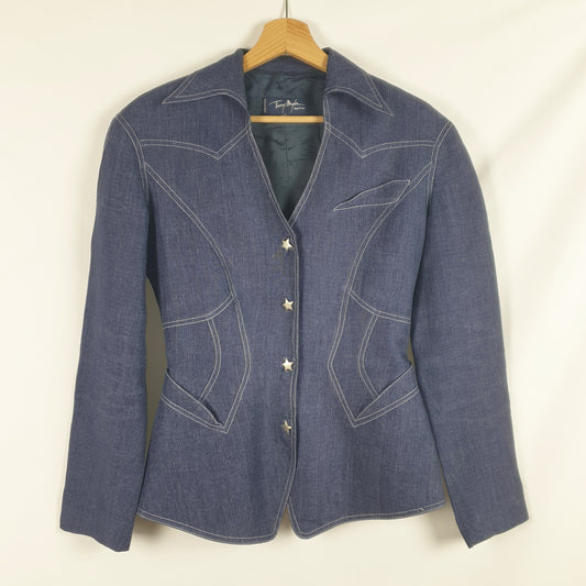 Blazer Thierry Mugler in lino effetto jeans