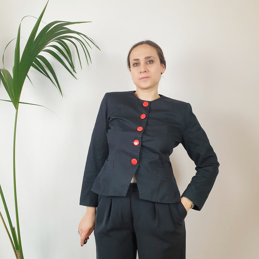 giacca YSL  nera con bottoni rossi