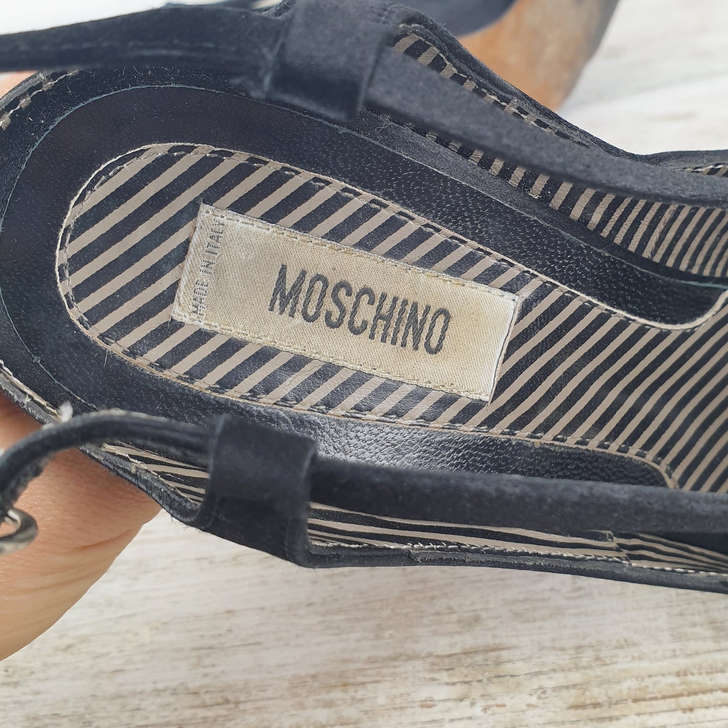 Sandali Moschino raso nero