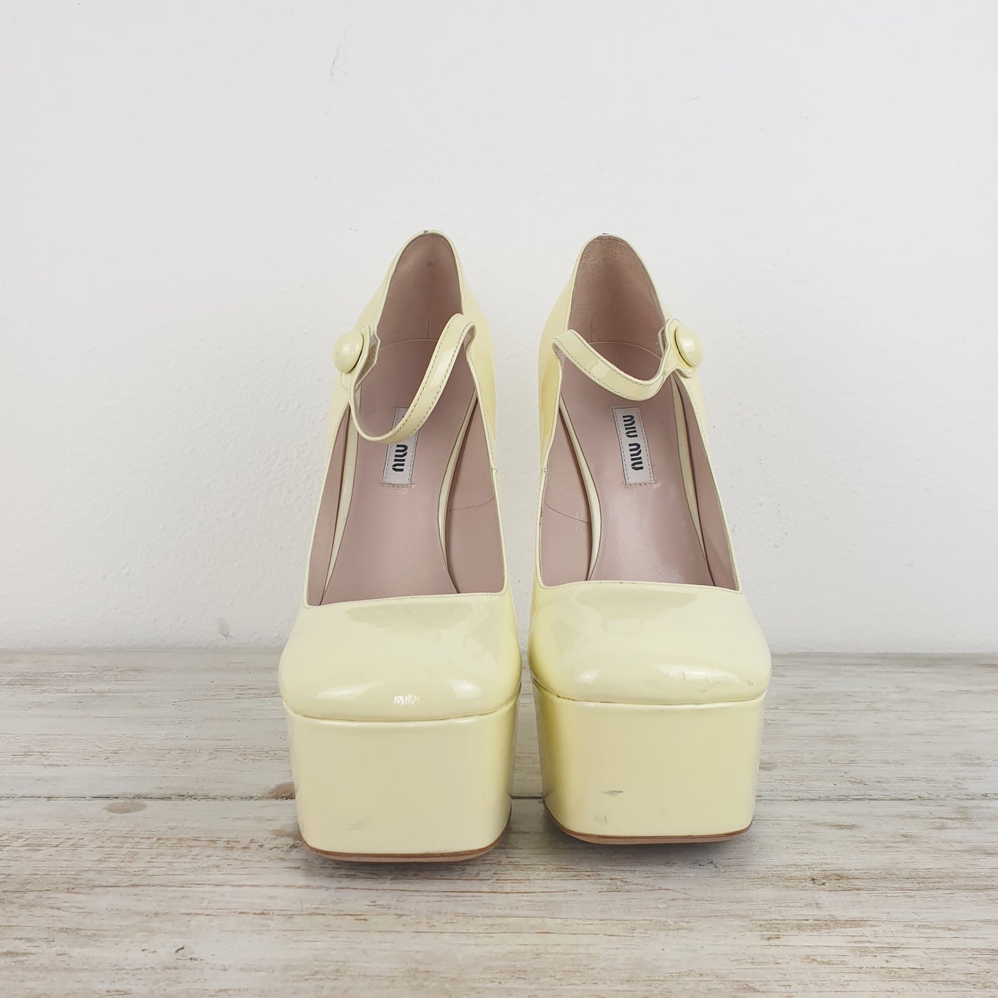 Scarpe miu miu mary jane platform bianche