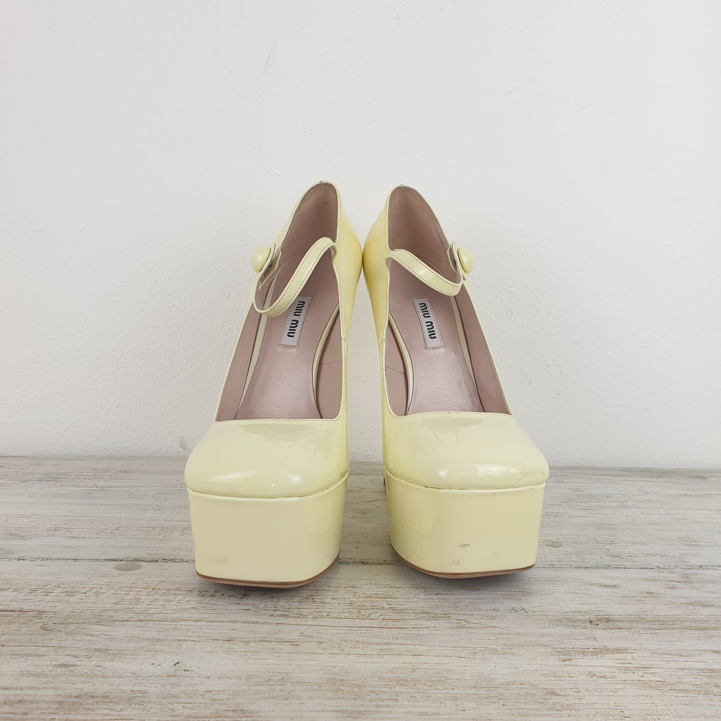 Scarpe miu miu mary jane platform bianche