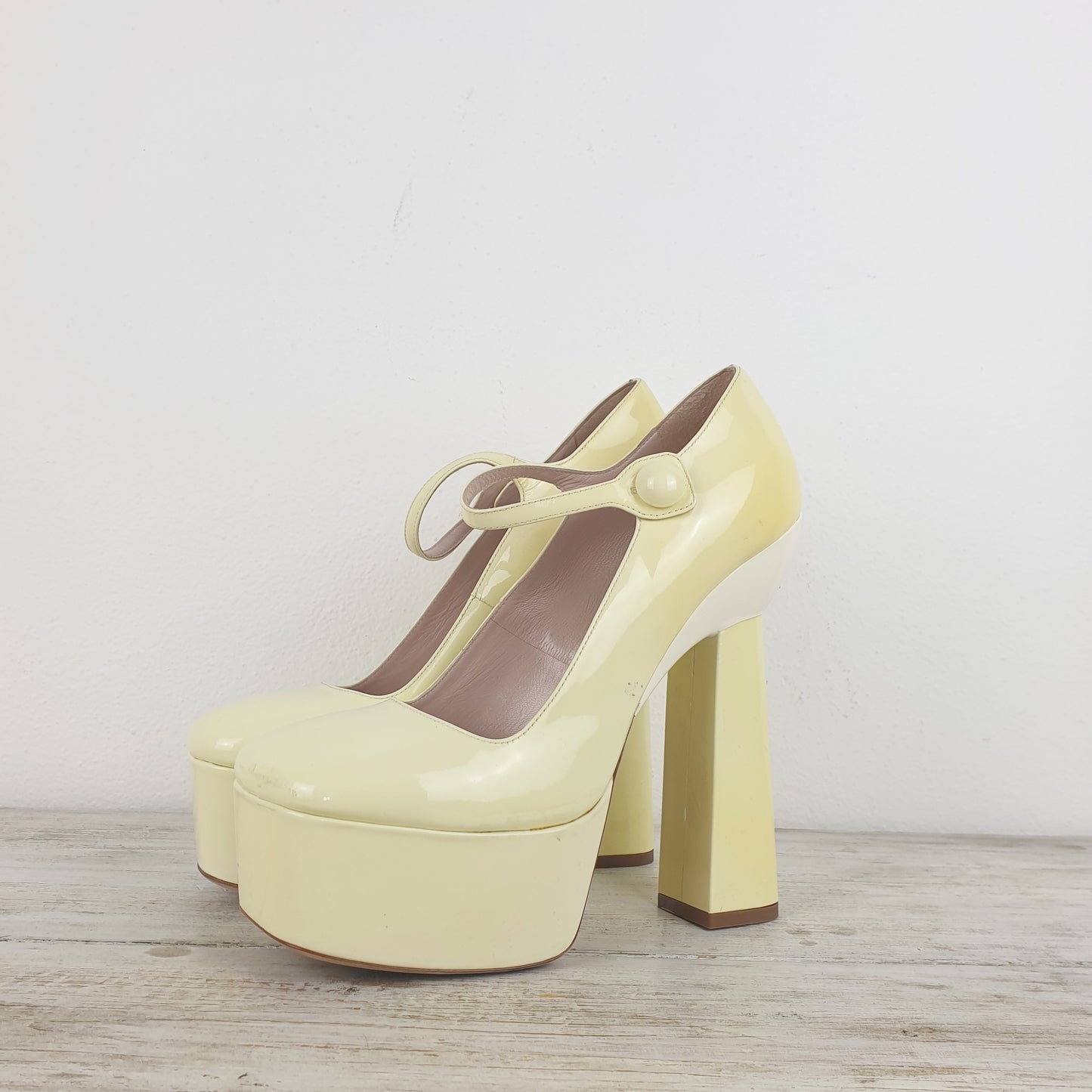 Scarpe miu miu mary jane platform bianche
