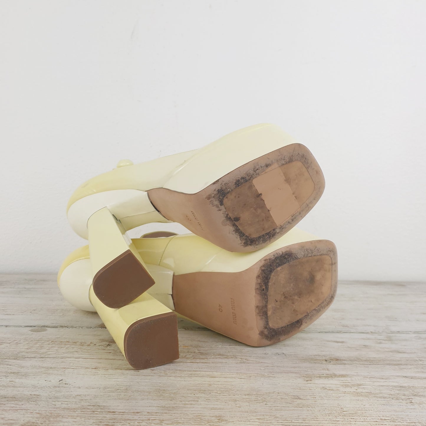 Scarpe miu miu mary jane platform bianche