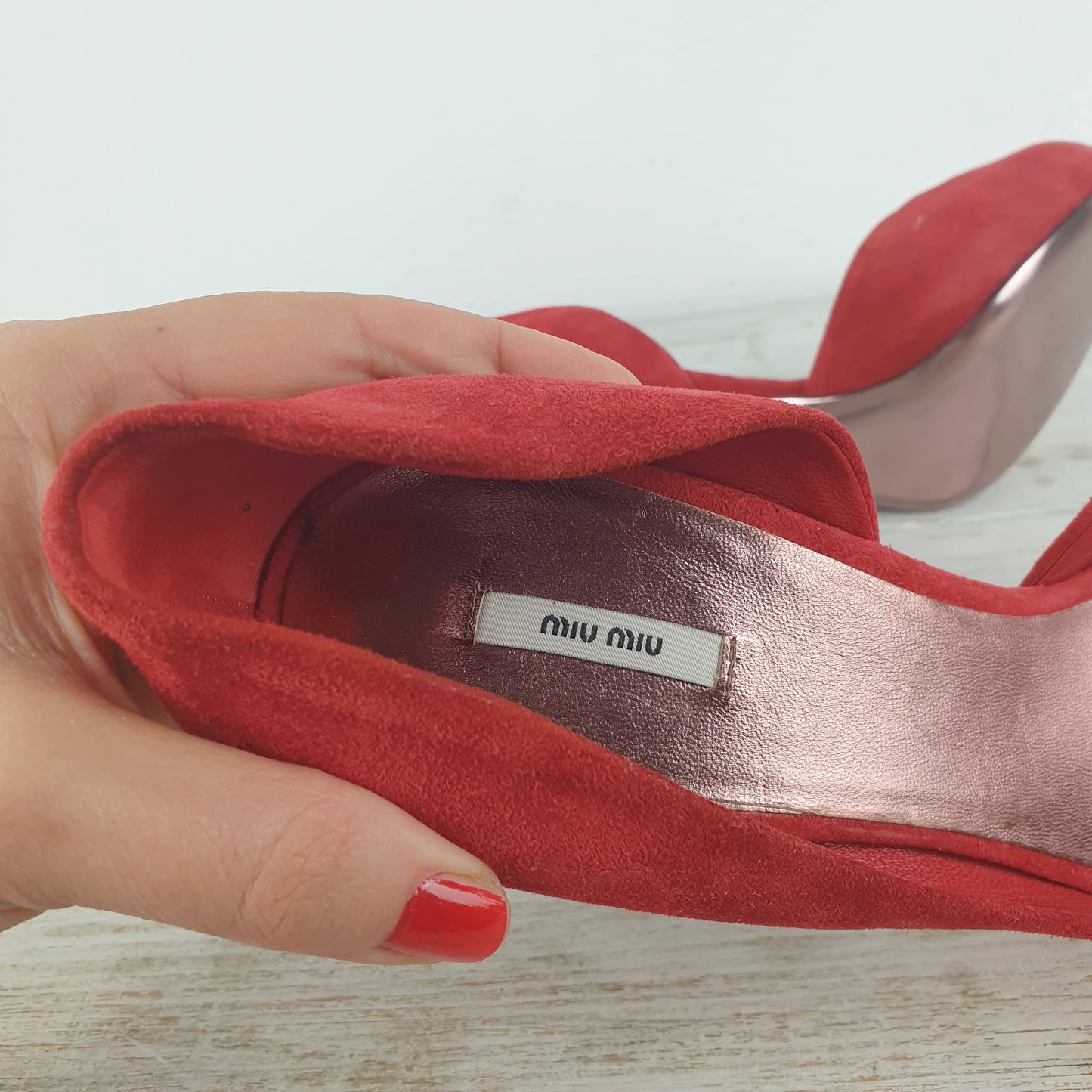 Scarpe open toe MiuMiu con tacco gioiello