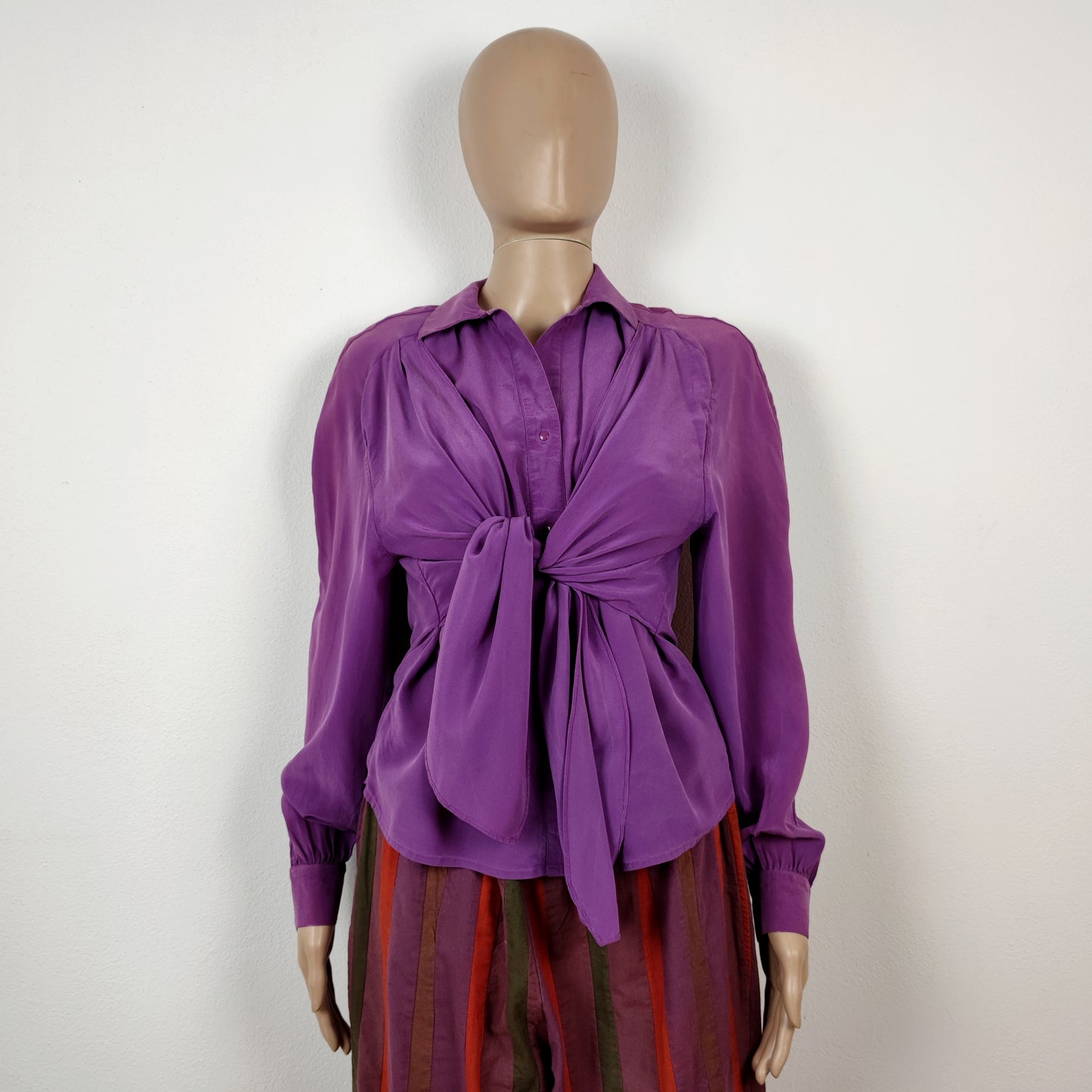 Camicia in seta viola Thierry Mugler