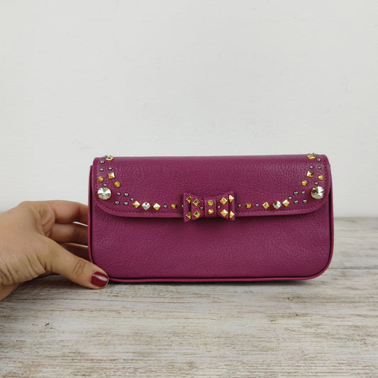 Pochette MiuMiu pelle ciclamino e strass