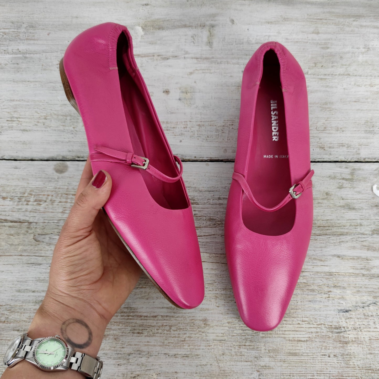 Ballerine Jil Sander in pelle rosa